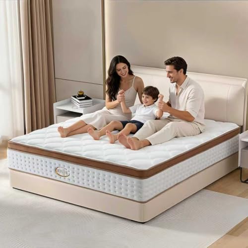 EULUEHOME King Size Mattress 14 Inch, Hybrid Memory Foam Mattress in a Box，Medium Firm with Zoned Pocket Coils Support and Motion Isolation Design,CertiPUR-US Certified,80"*76"