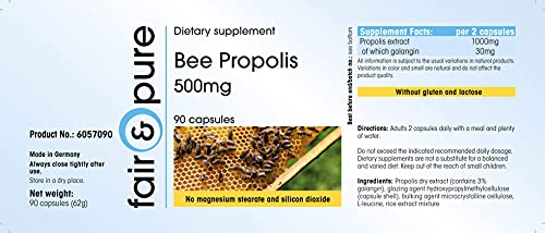 Fair & Pure Bienen Propolis 500mg, 90 Kapseln, natürliches Bienenharz, Nahrungsergänzungsmittel ohne Magnesiumstearat, in Deutschland hergestellt – Bild 5