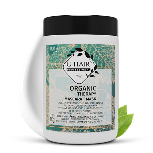 G.HAIR Organic Therapy Mask Hair Straightening Treatment - Brazilian Keratin Smoothing System - Frizz Control and Volume Reduction - 1kg/2.2 pounds