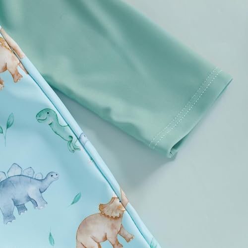 Toddler Swim Romper Cover up with Hat Dinosaur Print Long Sleeve Rash Guard Swimming Coverup Jumpsuits for Baby Boys4