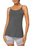 Latuza Women's Viscose Cami Pajamas Top Spaghetti Straps Tank Top S Dark Gray