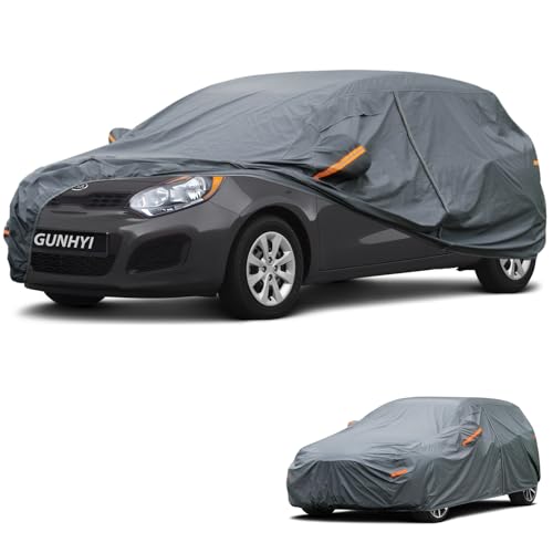 Image of GUNHYI Premium Car Cover Custom Fit Kia Rio Hatchback, 16 Layers Heavy Duty Car Cover Waterproof All Weather with Zipper Door for Sun Rain Snow Dust Uv Protection