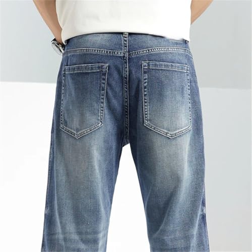 Men Spring Summer Baggy Jeans Straight Loose Lyocell Stretch Male Denim Wide Leg Pants2