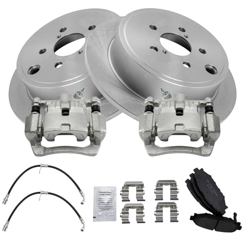 Image of TRQ Rear Brake Pad & Rotor Kit Ceramic Compatible with 2010-2011 Subaru Impreza