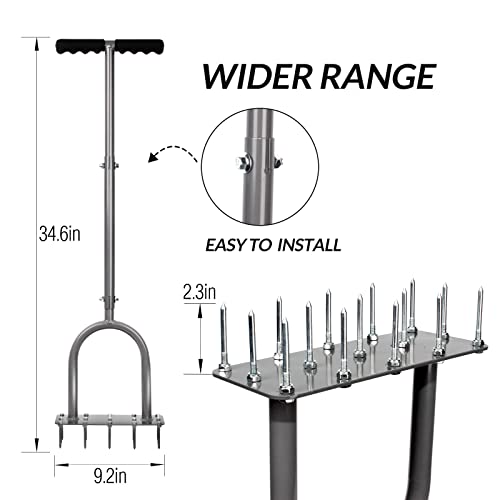 Walensee Lawn Aerator Spike Metal Manual Dethatching Soil Aerating Lawn With 15 Iron Spikes, Pre-Assembled Grass Aerator Tools For Yard, Lawn Aeration, Garden Tool, Revives Lawn Health, Patent Pending #TOP1
