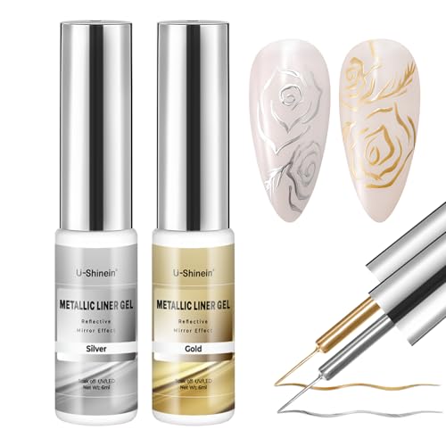 Esmaltes metálicos para uñas plata y oro 2 piezas 6ml