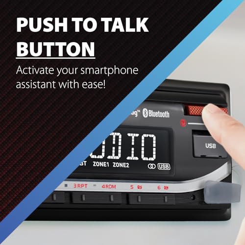 Image of Dual Electronics MXD140B Marine Stereo Bluetooth Single DIN Weatherproof AM /FM | Weatherproof receiver for boats, sunlight-readable LCD, USB port with 2.1A charging, AM /FM tuner, black single-DIN design