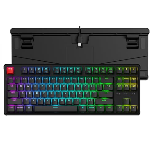 Image of Keychron C3 Pro QMK /VIA Custom Mechanical Keyboard, 8000 Polling Rate Hot Swappable Programmable 87 Keys Compact TKL Layout Gasket Mount, RGB Backlight Wired Gaming Keyboard with Super Banana Switches