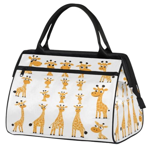 Bolsa de viaje de 24L para deportes y cabina con estampado de jirafa para niños y adultos