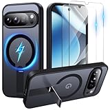 Schutzhülle für Google Pixel 10/10 Pro, mit 2 HD-Displayschutzfolien, magnetischer Ringhalterung, Ständer, Militärqualität, stoßfest, strapazierfähig, Schwarz