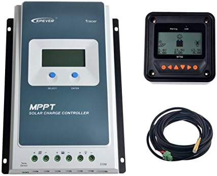 SolarEpic 40A MPPT Solar Charge Controller 4210A Series Negative Ground with MT50 Remote Meter and Temp Sensor