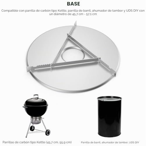 Miniatura 5 de Onlyfire Plancha Redonda De Acero Inoxidable Con Soportes,Plancha Flat Top Para Weber Kettle Barbacoa De Carbón, Ahumador De Tambor, Barrel Grill Y Uds Diy,Ø 65cm