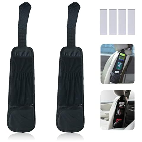 Gtwinsone 2 Pack Car Front Seat Side Organisers Pocket Hanging Storage Mesh Bag with 3 Pockets Black Car Storage Net Accessories for All Vehicles Put Drink Phone Cover