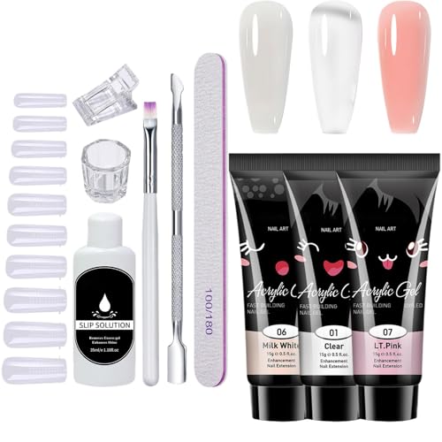 Kit de Manicura en Gel con Lámpara UV - Set de 3 Colores de Esmalte, Suministros para Uñas con Todo lo Necesario para Extensiones