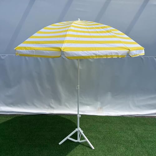 Parasol de plage haut de gamme à rayures avec structure robuste à 8 baleines - 5