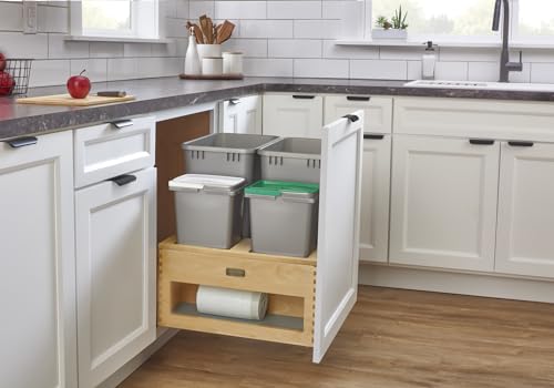 Contenedor de basura extraíble rectangular de madera miniatura 2