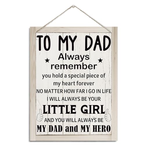 Dad Gifts from Daughter, Rustic Hanging Wood Plaque Sign, Farmhouse Sign, Christmas Birthday Gifts...