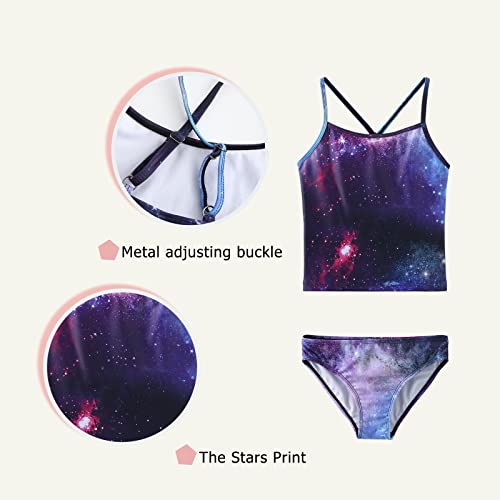 Image of Girls Two Piece Tankini Swimsuits Hawaiian Ruffle Bathing Suit Summer Beach Swimwear Set