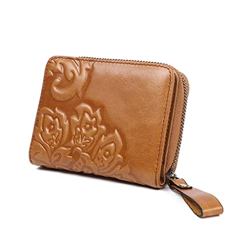 Fashion Women Wallets Genuine Leather Zipper Female Card Holder Purse Wallet,Luggage(A)