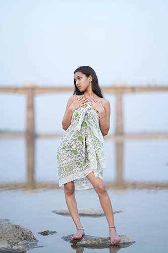 Block Printed Cotton Sarong – Indian Artisan Beach Wrap Nature-Inspired Sarong – Indian Block Print Beach Wrap Artisan Boho Cover-Up4