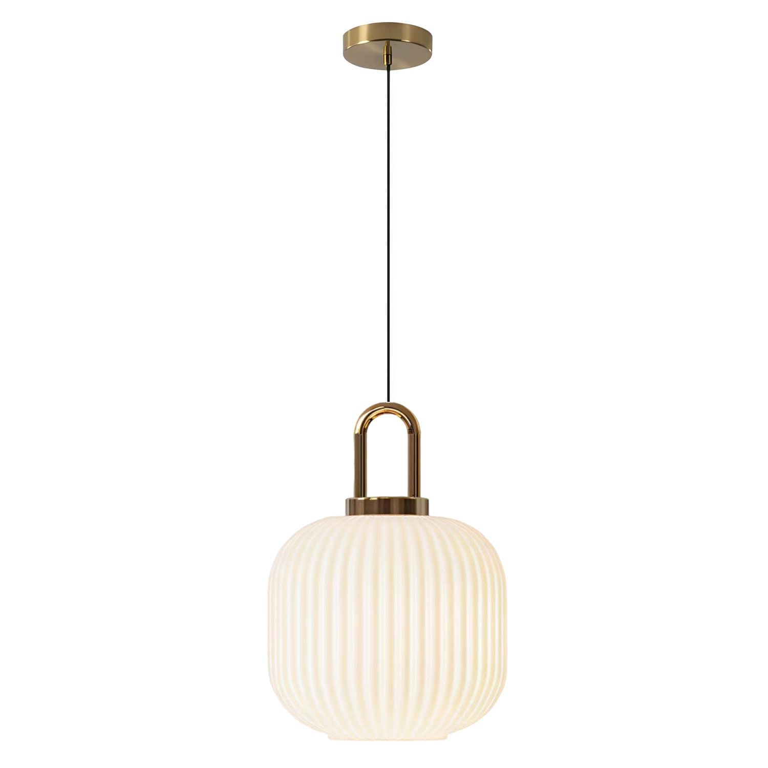 Abinlina Adjustable Gold Vintage Milk Glass Pendant Light Fixture for Kitchen Island, Dining Room, Living Room, and Hallway(7.88"x11")