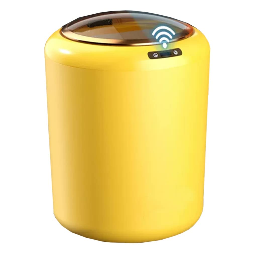 Z pokrywką, okrągłe, małe, bezdotykowe biuro o pojemności 15 litrów do kuchni i salonu(/Yellow)