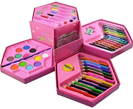 GALENO Colors Box Color Pencil,Crayons,Water Color,Sketch Pens Set For 3-8 Years Old Kids Boys&Girls (46 Piece),Multicolor