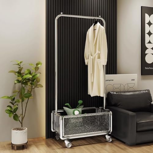 1. Versatile e salvaspazio: questo versatile appendiabiti mobile ha molteplici utilizzi: l'asta appendiabiti estesa offre ampio spazio per appendere, il cestino a maglie cave aumenta la capacità di stoccaggio e l'asta appendiabiti è alta 168 cm per massimizzare lo spazio verticale. Questo appendiabiti da pavimento in metallo è perfetto per piccoli appartamenti o stanze con spazio armadio limitato