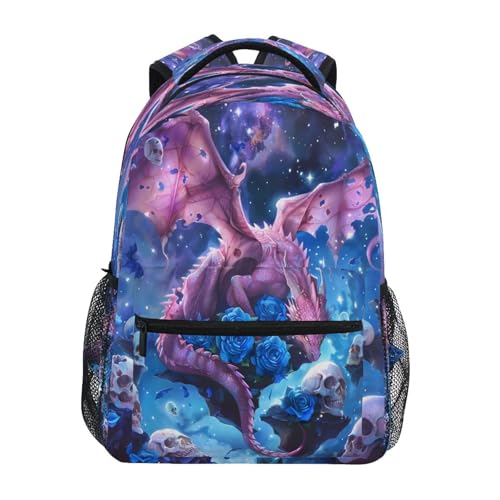 Cute Dragon Sugar Skull Backpack for School Boys Girls Adults Kids Bookbag Laptop Bag 18L