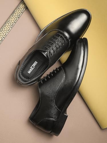 Image of MACTREE Men's Genuine Leather Derby Lace Up Formal Shoes