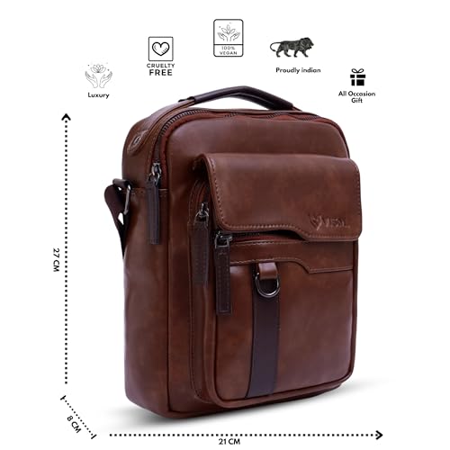 Image of VISMIINTREND Leather Sling Bag for Men Travel | Side Shoulder Messenger Bag for Man | Fits 10 inch ipad | Corporate Gifts for Men | Birthday Gift for Husband /Father | Premium
