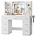 LIVELYGLOW White Large Makeup Vanity Desk with Smart LED Mirror & Power Station, 43