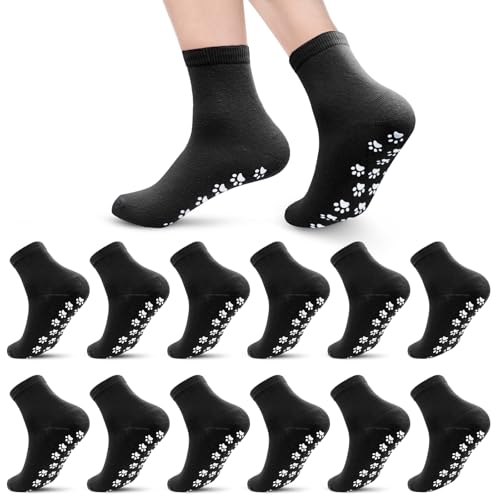 Image of 12 Pairs Women's Grip Socks Non Slip Pilates socks Yoga Socks with Strong Grips Hospital Socks slipper socks for Women