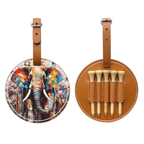 Color Graffiti Elephant Brown Golf tee Storage Bag - Durable and wear-Resistant Golf Accessories