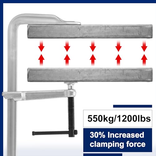 Image of 4 Pcs 15-5 /8 inch x 4-3 /4 inch Heavy Duty F Clamps for Welding Max Load Limit 1200lbs Forged Steel Deep Throat Bar Clamp for Woodworking Metalworking DIY Projects