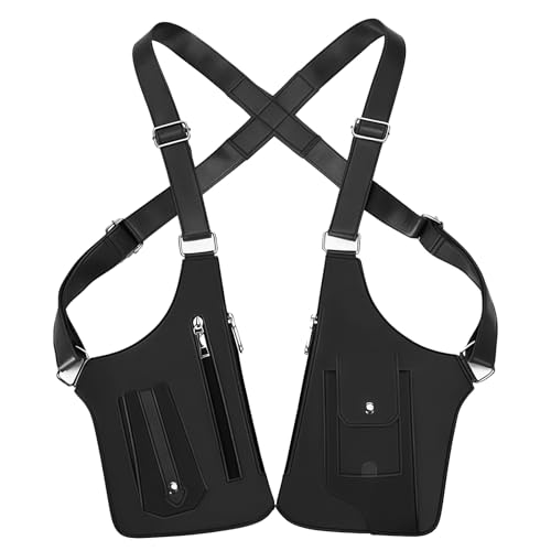 Générique Sacoche Homme,Sac Bandoulière Homme,Sac De Poitrine Holster Portefeuille, Poitrine Cuir Harnais Antivol Cuir Homme,Holster D'épaule à Double...