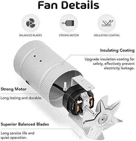 Miniatura 2 de iPower Ventilador de conducto de refuerzo en línea de 4 pulgadas, ventilador de ventilación de escape HVAC con bajo ruido para baños, cocinas,