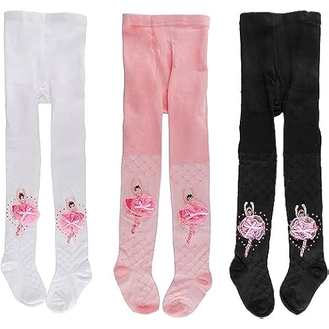 BGMINGYI Pack of 3 Girls Ballet Dance Tights 1-9T Toddler Princess Cotton Footed Legging Infant Stocking Pantyhose (M(4-6T)) Cover
