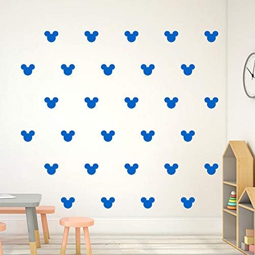24PCS Cartoon Mickey Mouse Head Wall Sticker Baby Nursery Cute Animal Wall Decal Children Room, Wall Art Easy Removable (Sky Blue, Vinyl PVC Material)