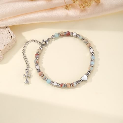 Image of Easter Gifts for Teens Adults, Cross Bracelet Easter Basket Stuffers for Teens Daughter Granddaughter Christian Religious Gift Baptism Confirmation Jewelry