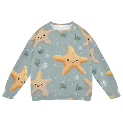 JUNZAN Cute Starfish Grey Big Girls Hooded Sweatshirt Fleece Hoodies for Girls Party 4T