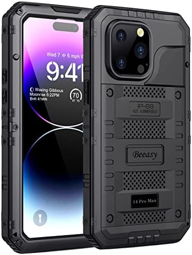 Beeasy for iPhone 12 Pro Max Case Waterproof Heavy Duty Shockproof Tough Metal Armour Cover Dustproof Built-in Screen Protector, 360 Full Body Military Protective Rugged Case for 12 Pro Max 6.7"