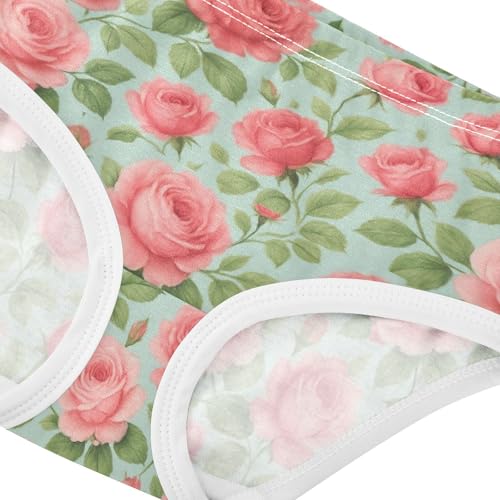 Cotton Toddler Underwear Floral Vintage Floral Pink Red Roses Panties Little Girl Animal Briefs Underpants 2t4
