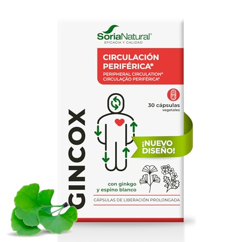 Soria Natural Gincox Cápsulas – Con Ginkgo Biloba y Espino Blanco – Favorece la Circulación Periférica – Ayuda al Mantenimiento de la Función Cognitiva - 30 Cápsulas