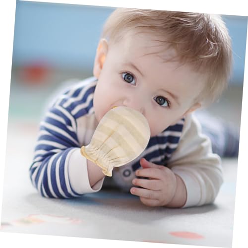 2Pairs No Scratch Mittens for Newborn Soft Chew Design Breathable Mitts for Boys Stripe Wide Stripe4