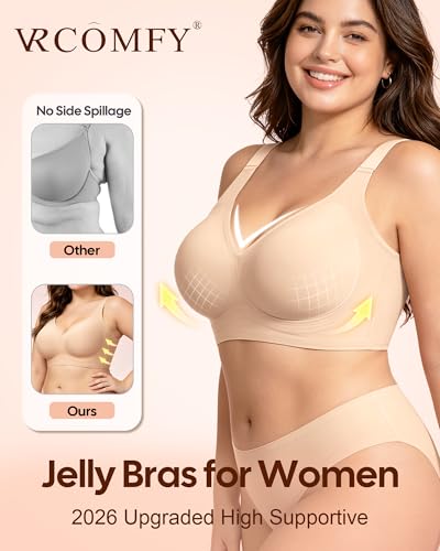 Jelly Full Coverage Bras for Women No Underwire Push Up Seamless Bralette with Adjustable Straps Plus Size Everyday Bras Nude — view 2