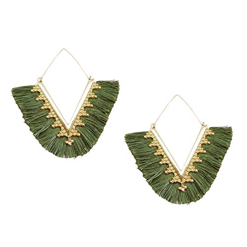 Tassel Hoop Earring Statement Thread Dangle Earrings Stylish Long Fringe Drop Earrings Lightweight Long Swingy French Hook Earrings for Women