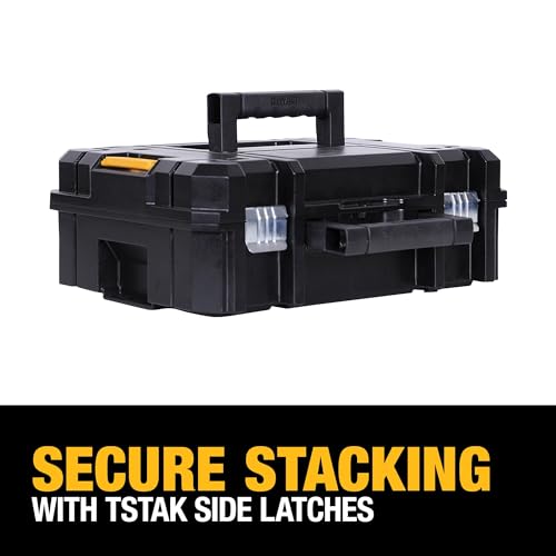 Image of DEWALT Tool Box TSTAK II, 13 In. Flat Top Tool Storage Case, Stackable Organizer Hard Case Portable Toolbox, Heavy Duty, Holds Up To 66 lbs (DWST17807) (Pack of 4)