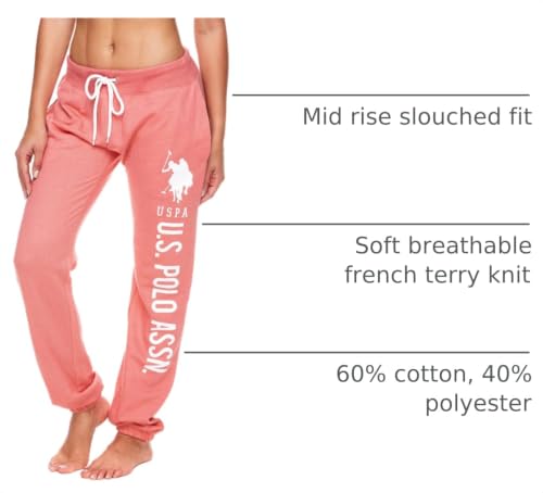 Image of U.S. POLO ASSN. Womens Sweatpants - Women Joggers Sweats with Logo Print - French Terry Poly-Cotton