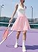 ANRABESS Knee Length Skorts Skirts for Women 2026 Summer High Waisted Golf Tennis Skirt Casual Travel Built-in Shorts Clothes Pink XX-Large